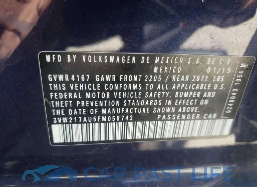 3VW217AU5FM059743# 12