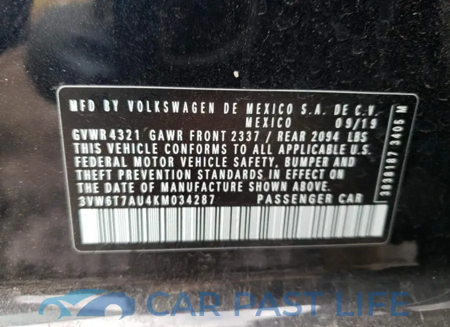 3VW6T7AU4KM034287# 12