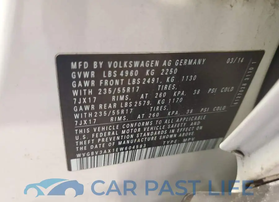 WVGBV3AX1EW604583# 12