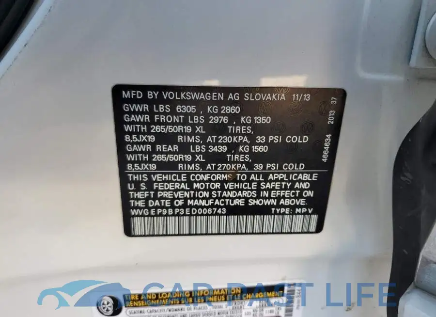 WVGEP9BP3ED006743# 12