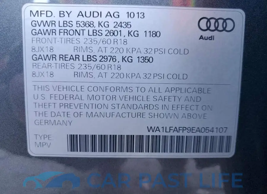 WA1LFAFP9EA054107# 12