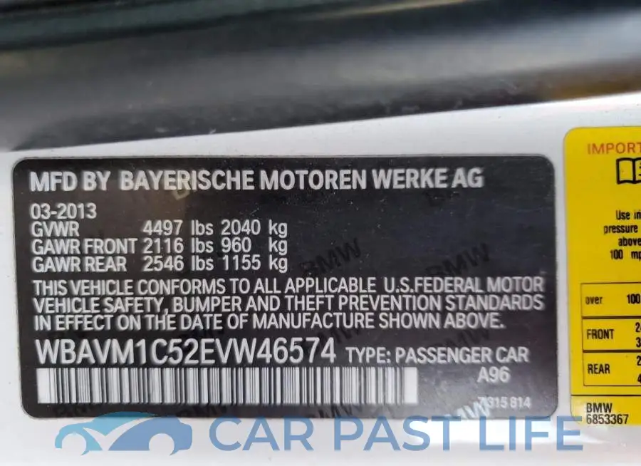 WBAVM1C52EVW46574# 14