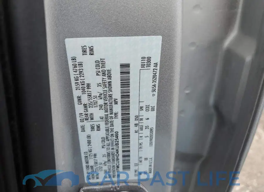 1FMCU9HD4KUB25460# 12