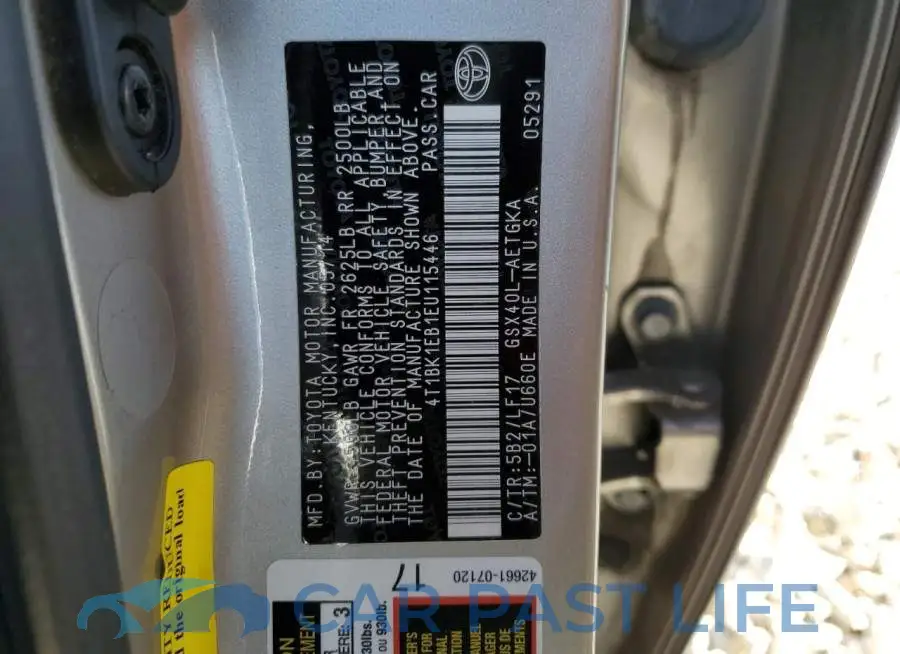 4T1BK1EB1EU115446# 12