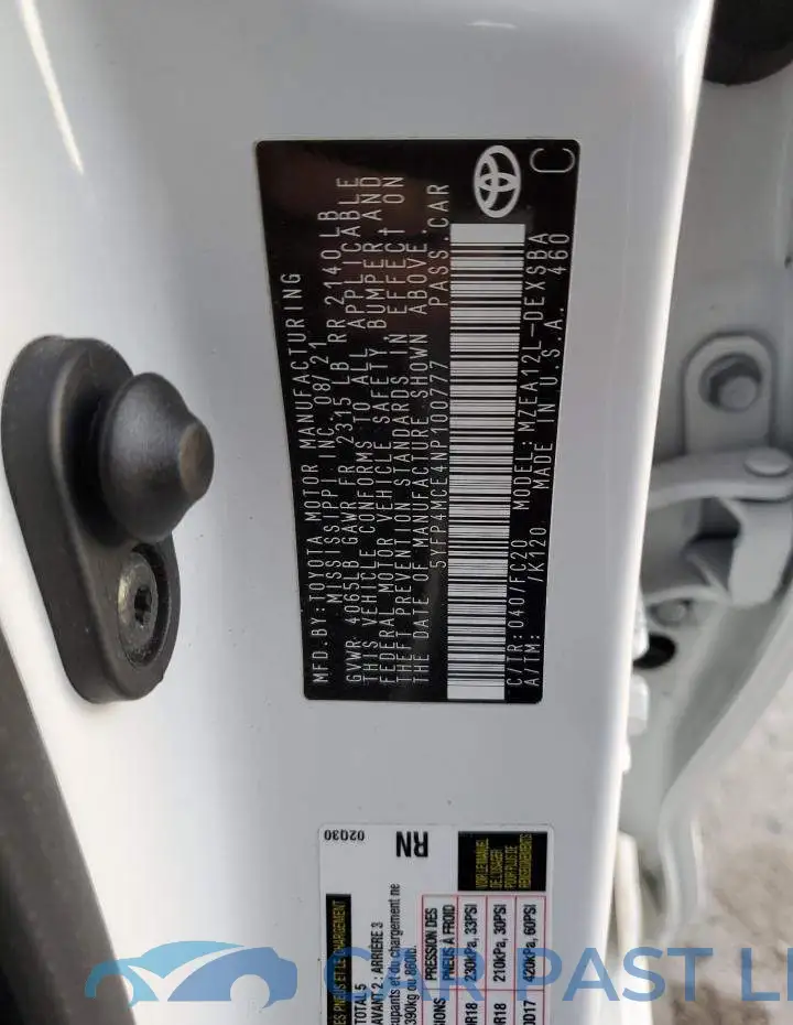 5YFP4MCE4NP100777# 12