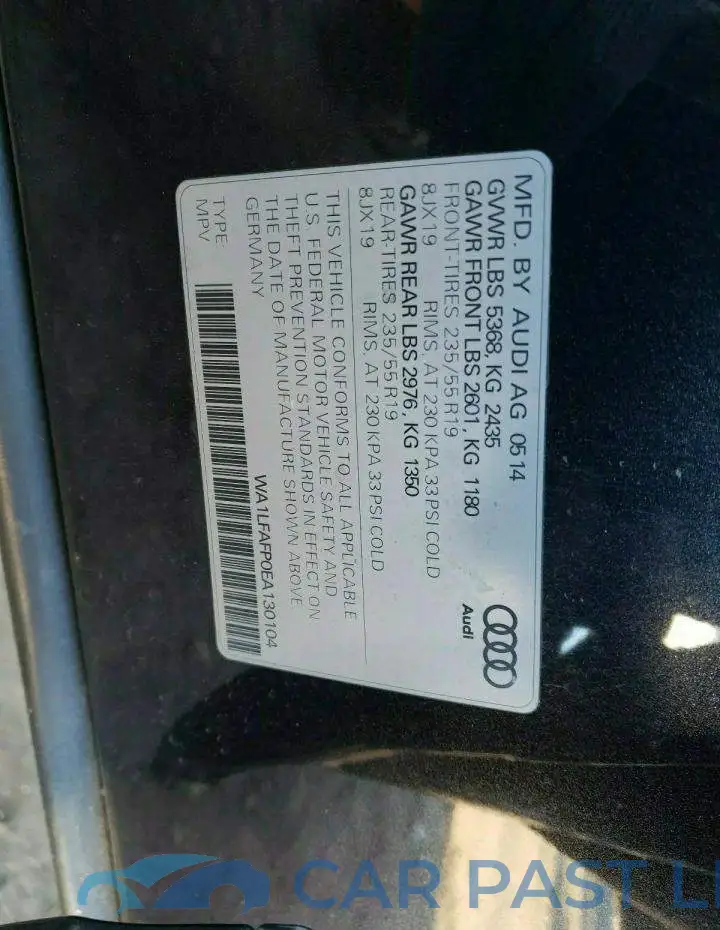 WA1LFAFP0EA130104# 13
