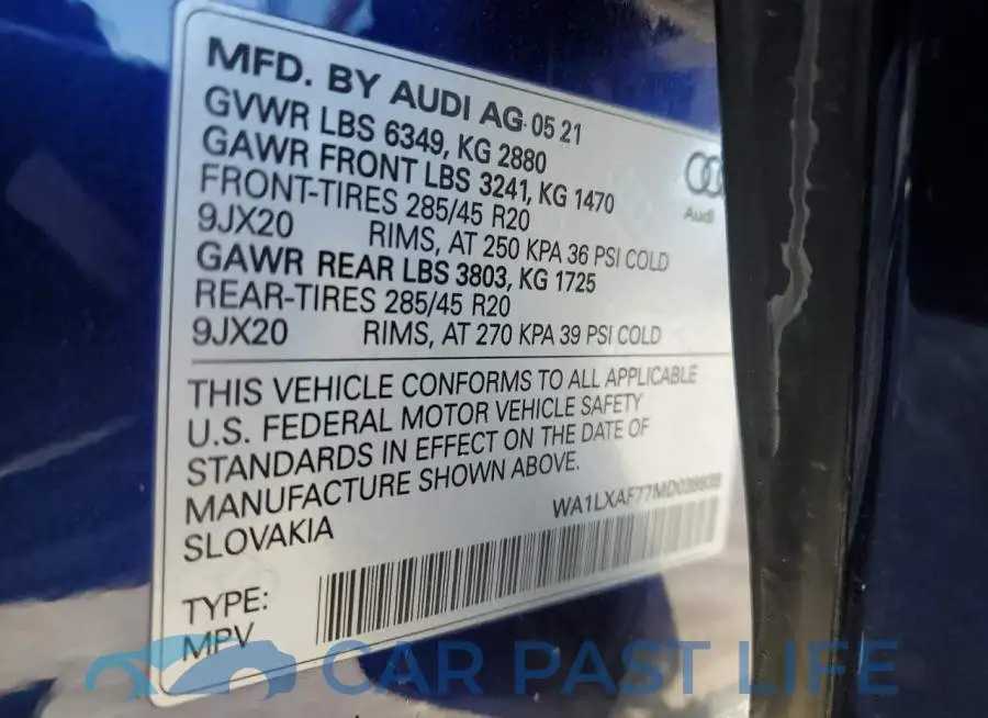 WA1LXAF77MD039938# 13