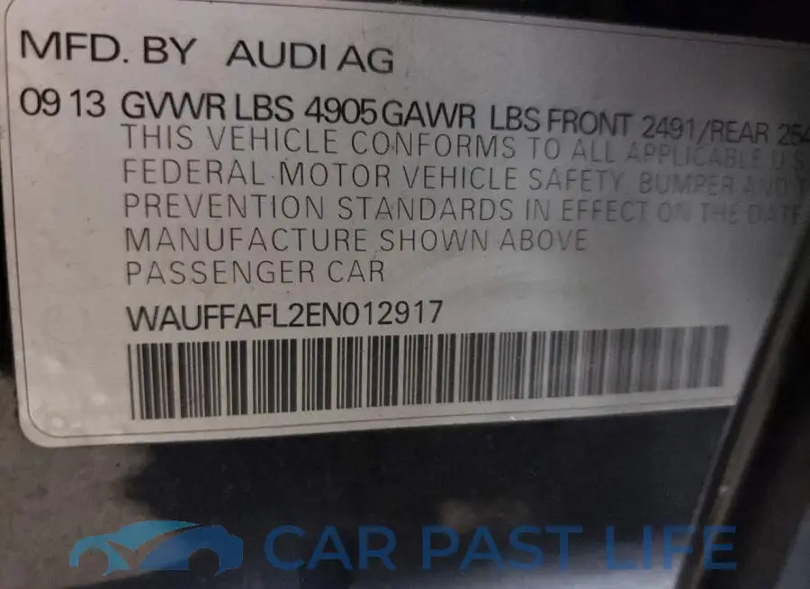WAUFFAFL2EN012917# 12