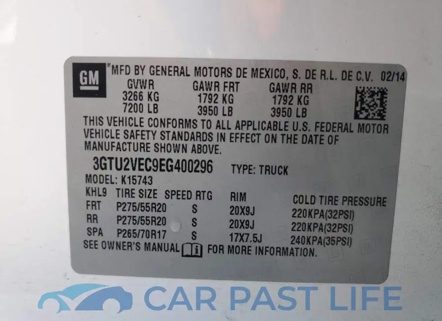 3GTU2VEC9EG400296# 12