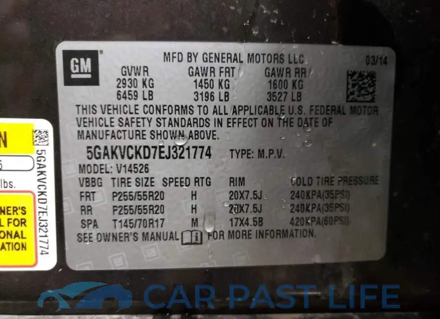 5GAKVCKD7EJ321774# 13