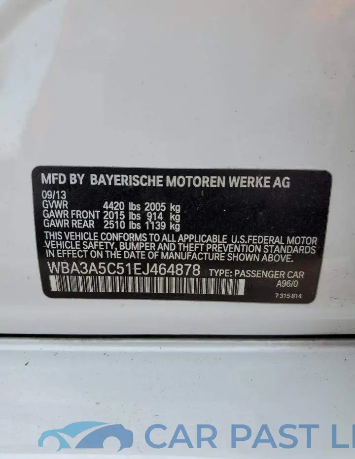 WBA3A5C51EJ464878# 12