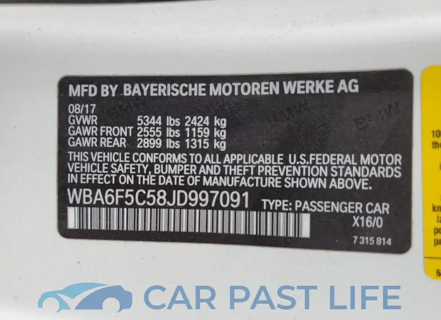 WBA6F5C58JD997091# 12
