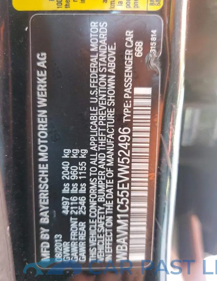 WBAVM1C55EVW52496# 12