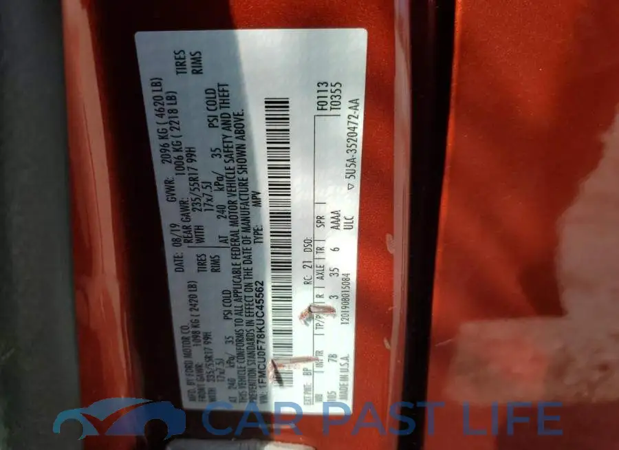 1FMCU0F78KUC45562# 14