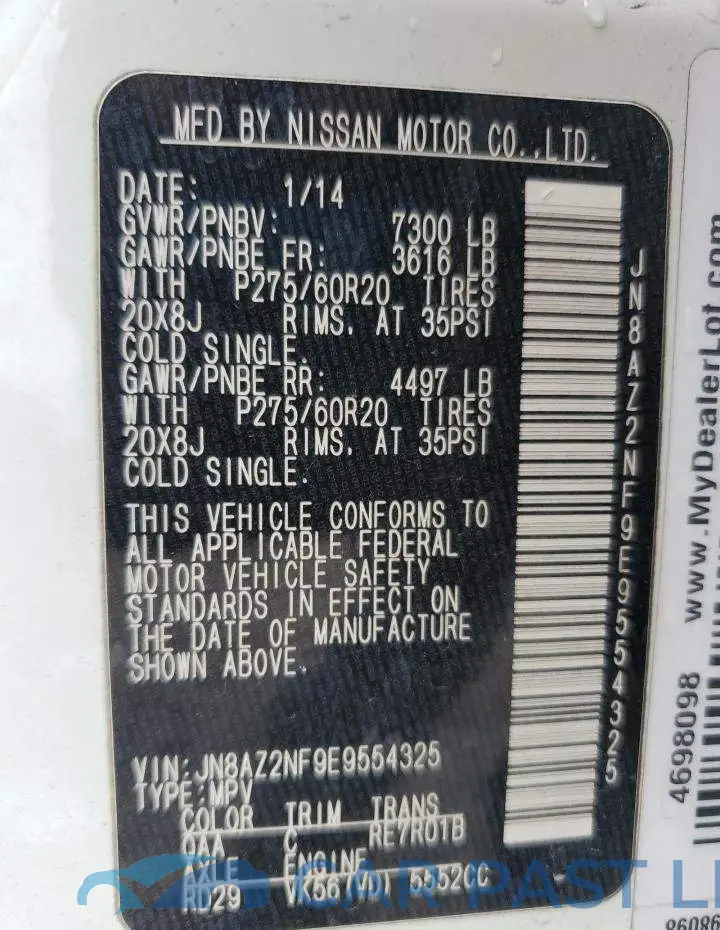 JN8AZ2NF9E9554325# 13
