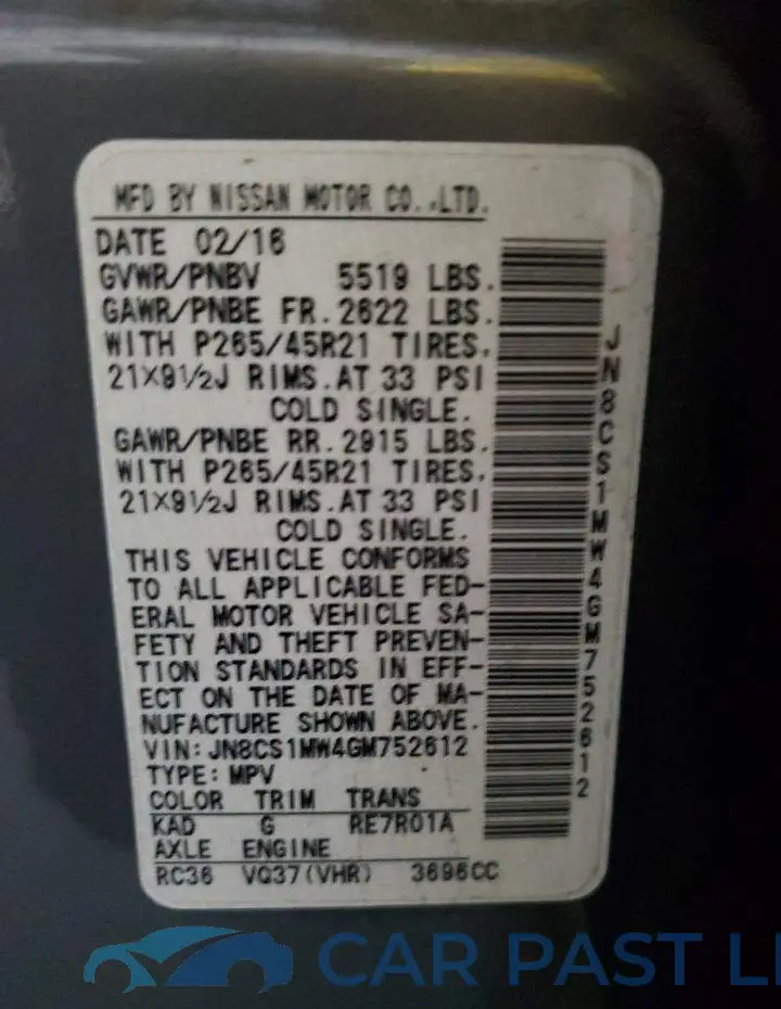 JN8CS1MW4GM752612# 13