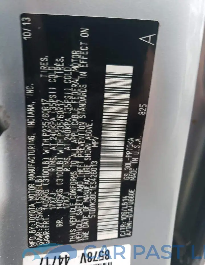 5TDYK3DC1ES426013# 13