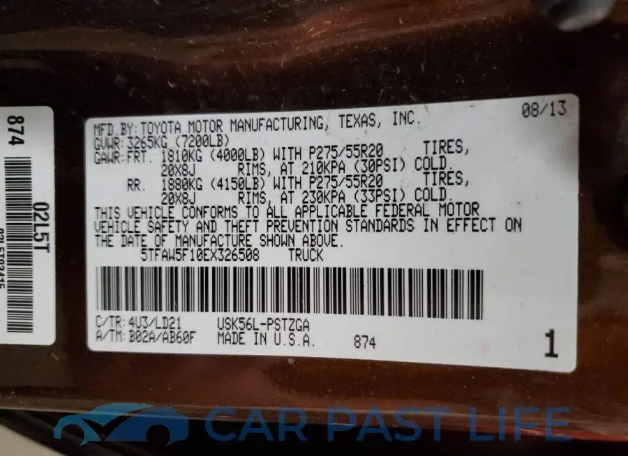 5TFAW5F10EX326508# 12