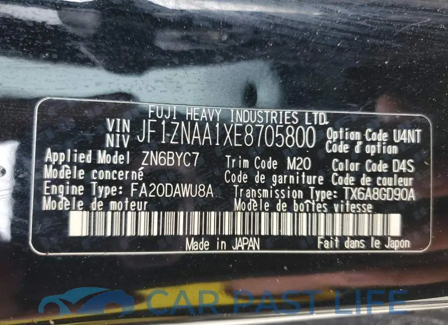 JF1ZNAA1XE8705800# 12