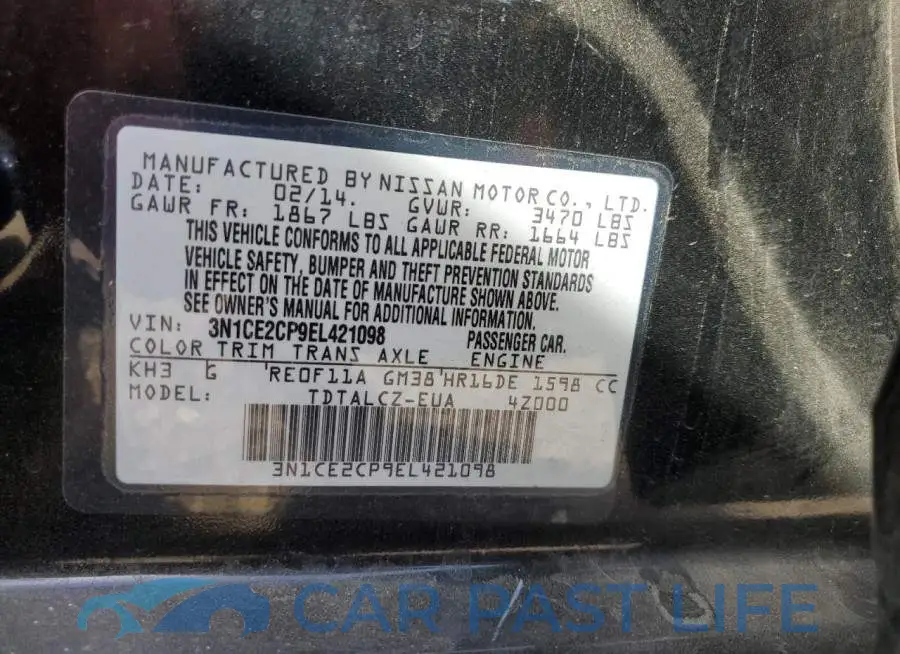 3N1CE2CP9EL421098# 12