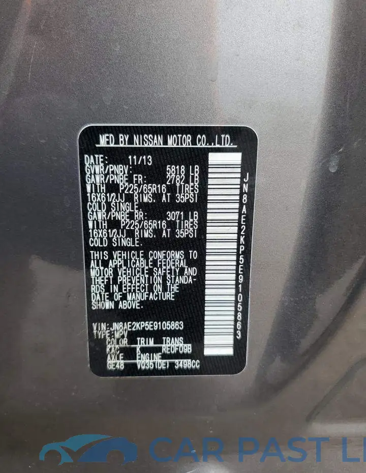 JN8AE2KP5E9105863# 14