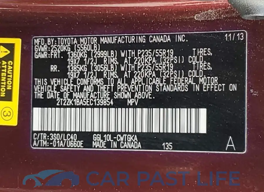 2T2ZK1BA5EC139854# 14