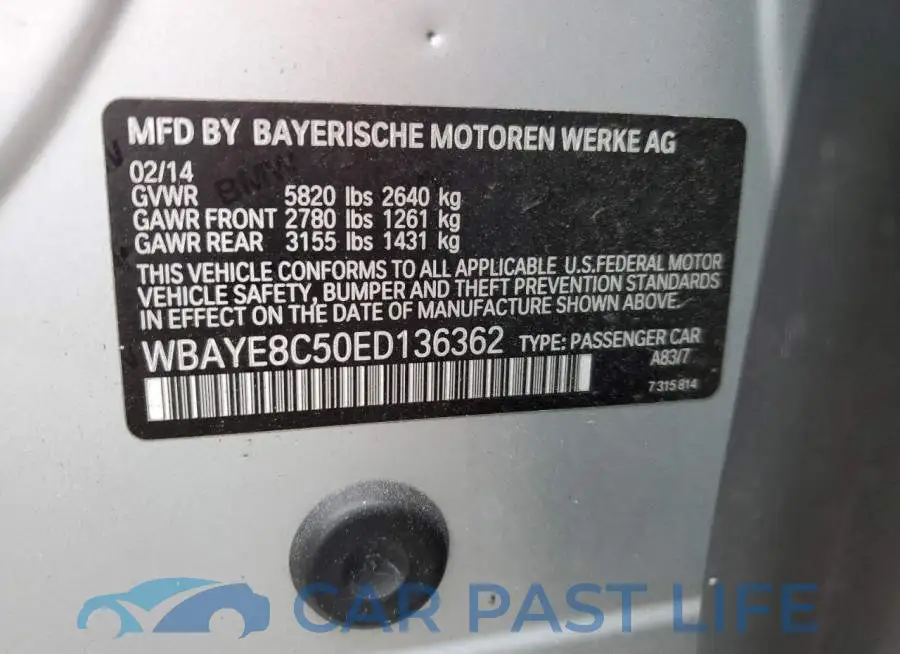 WBAYE8C50ED136362# 12