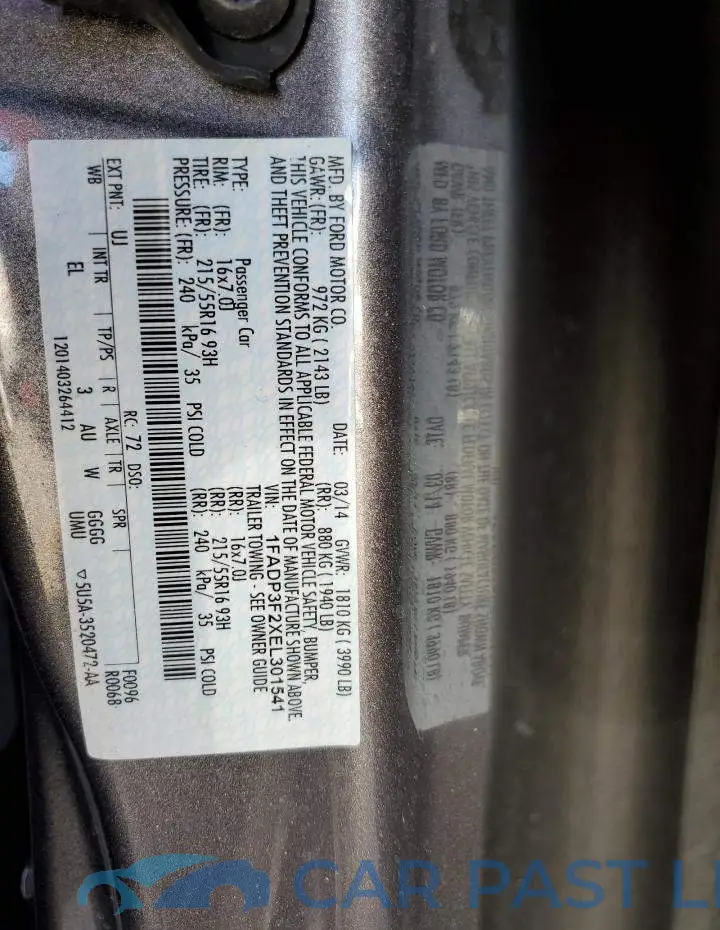 1FADP3F2XEL301541# 12