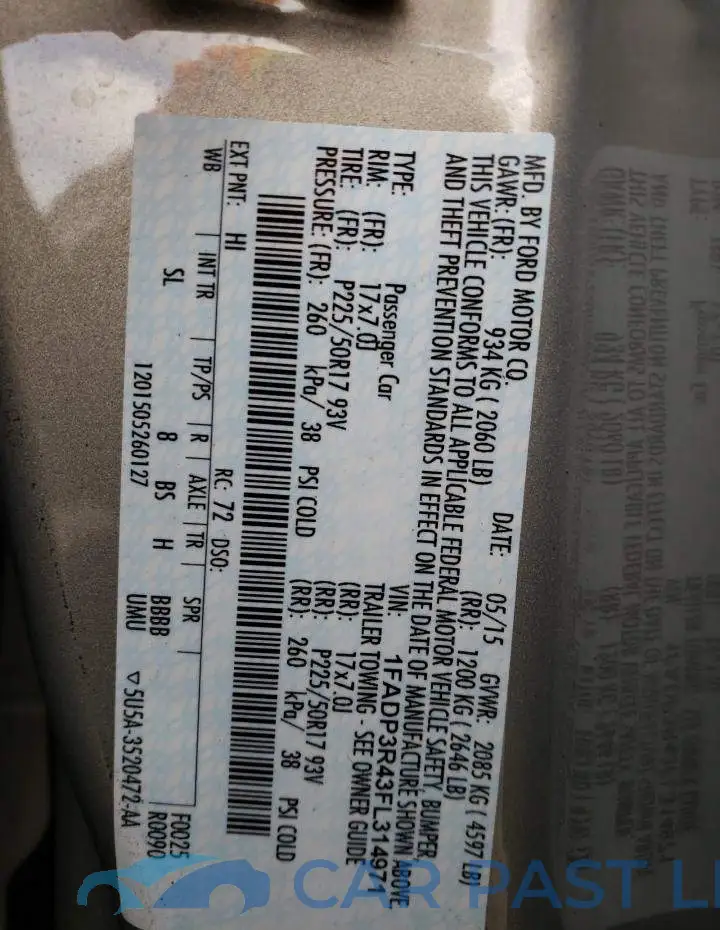 1FADP3R43FL314971# 12