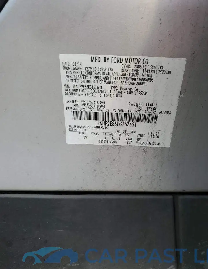 1FAHP2E85EG167631# 12