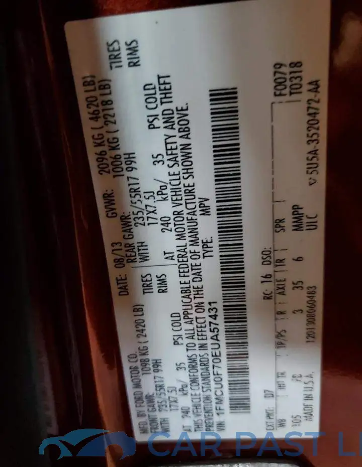 1FMCU0F70EUA57431# 13