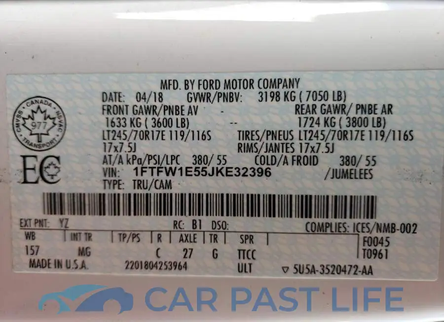 1FTFW1E55JKE32396# 12