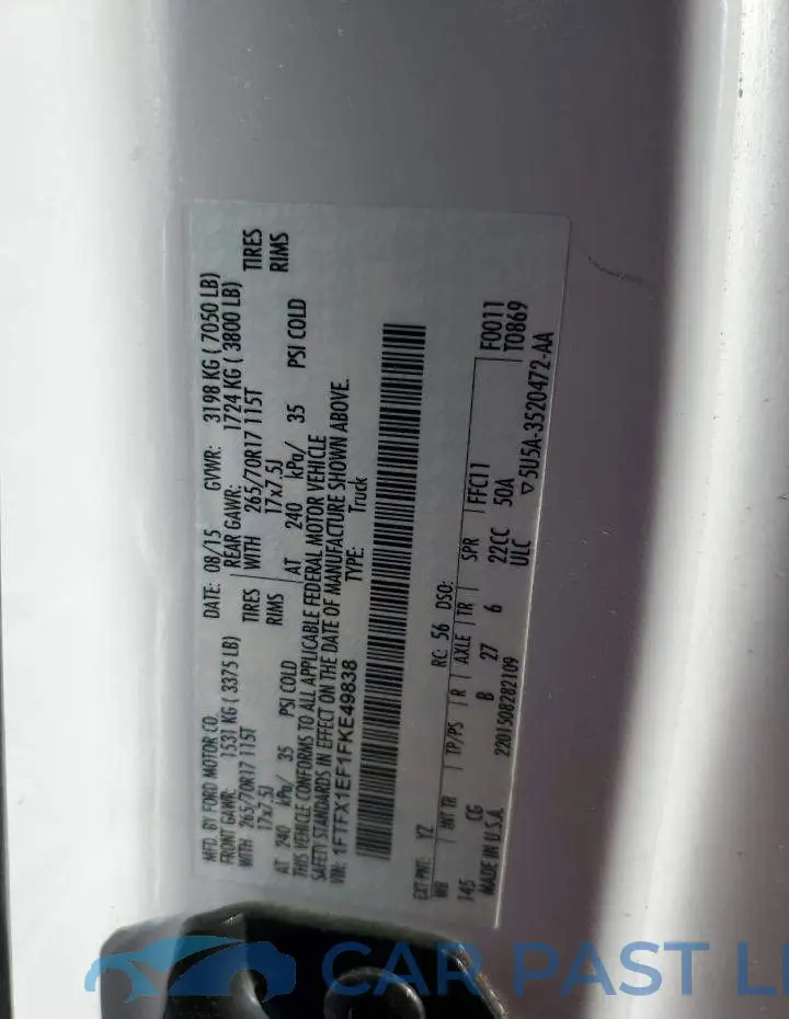 1FTFX1EF1FKE49838# 12
