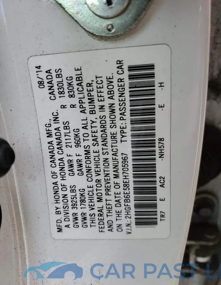 2HGFB6E58EH705967# 12