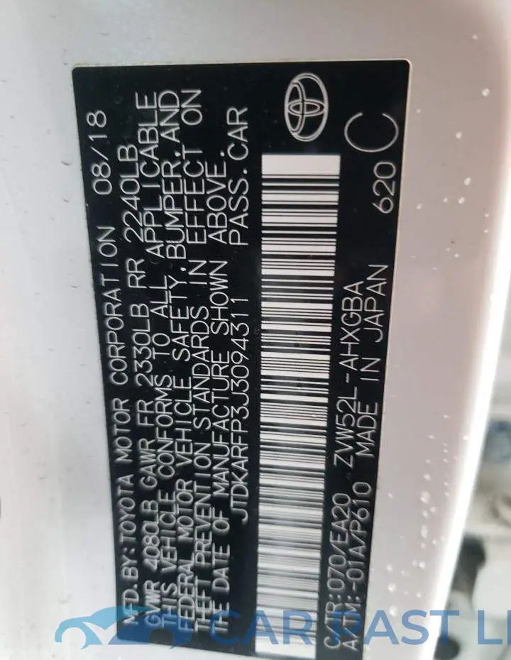 JTDKARFP3J3094311# 12