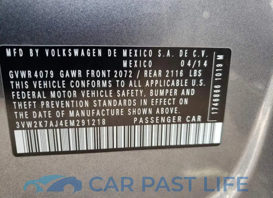 3VW2K7AJ4EM291218# 12
