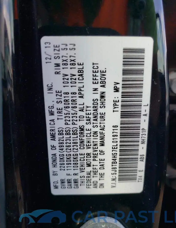 5J8TB4H57EL019716# 12