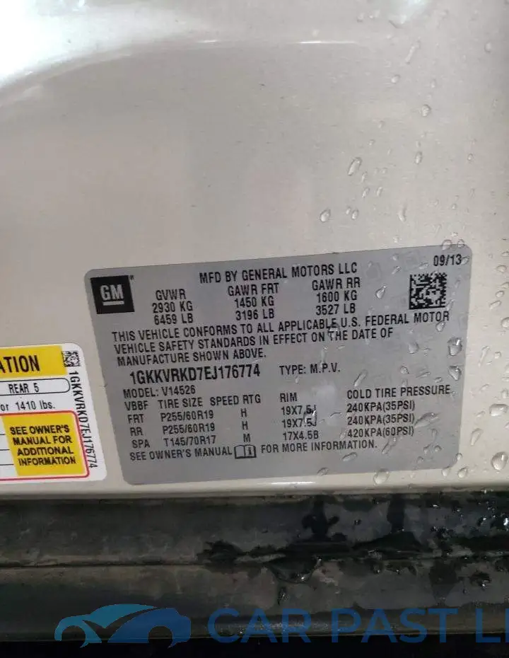 1GKKVRKD7EJ176774# 12