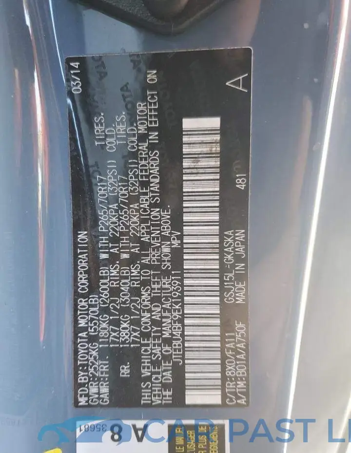 JTEBU4BF9EK193911# 13
