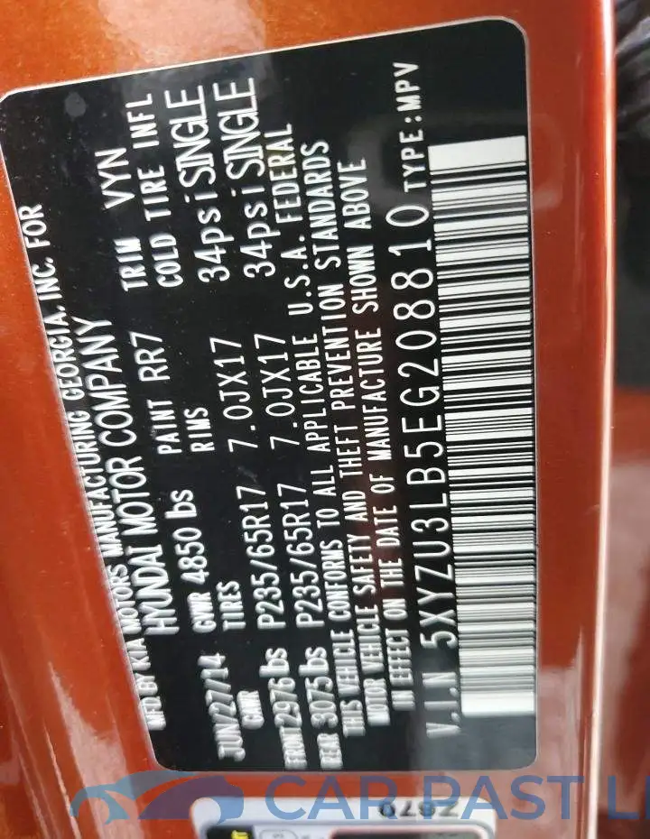 5XYZU3LB5EG208810# 13