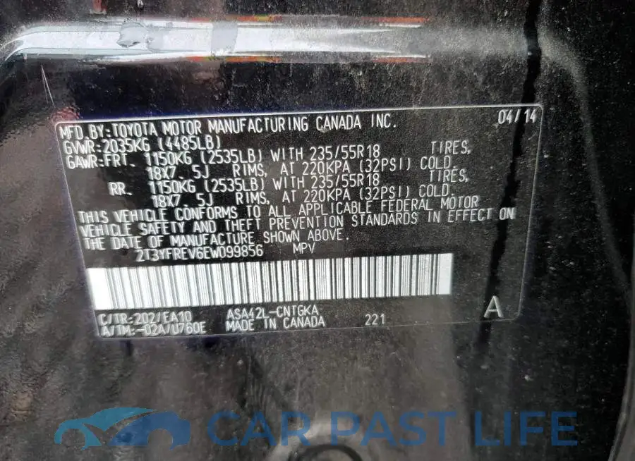 2T3YFREV6EW099856# 13