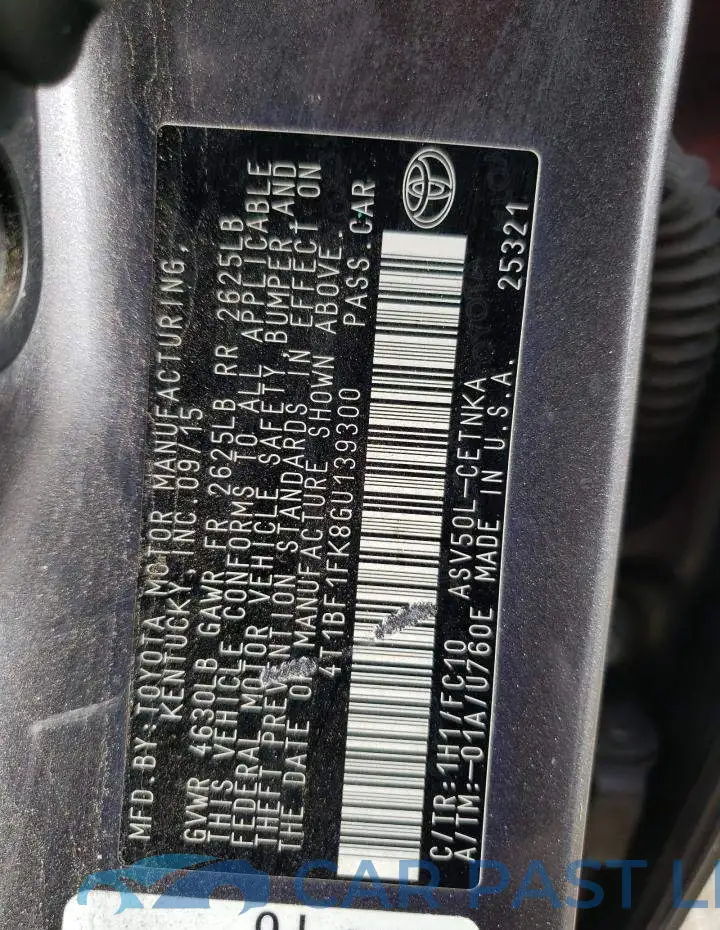 4T1BF1FK8GU139300# 12