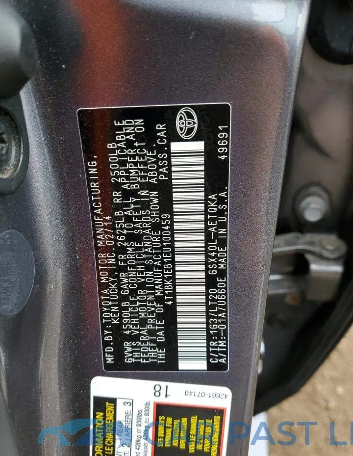 4T1BK1EB1EU100459# 13