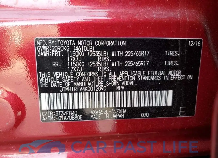 JTMH1RFV4KD012090# 13
