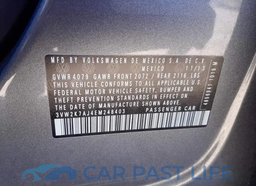3VW2K7AJ4EM248403# 12