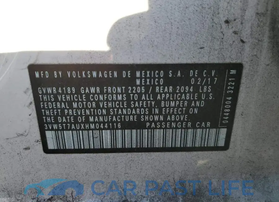 3VW5T7AUXHM044116# 12