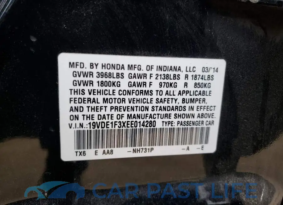 19VDE1F3XEE014280# 12
