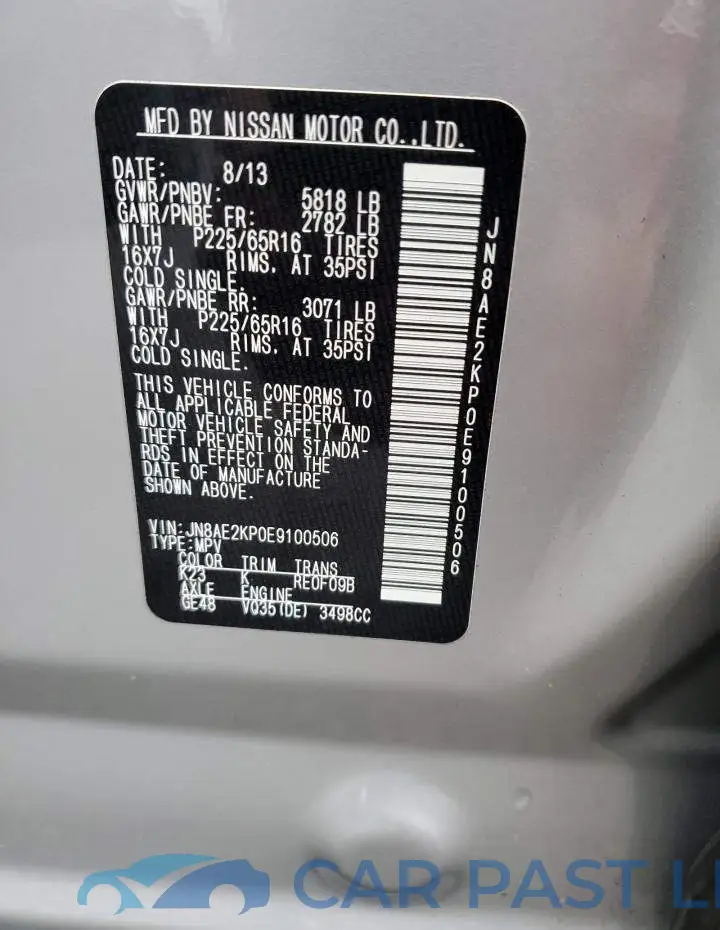 JN8AE2KP0E9100506# 13