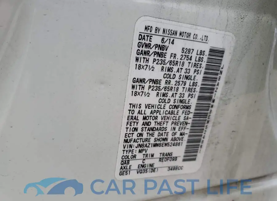 JN8AZ1MW8EW524861# 13