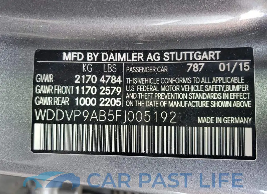 WDDVP9AB5FJ005192# 12
